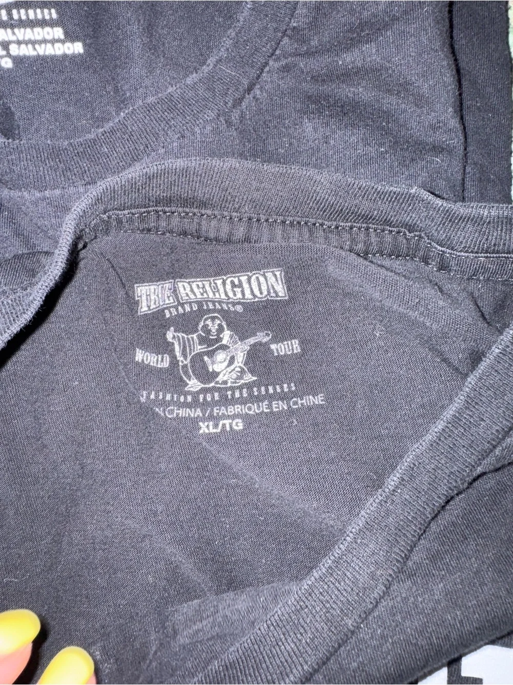 True Religion Black Short Sleeve Tee with White Logo